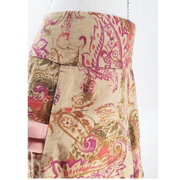 Vintage Ralph Lauren LRL100%  Linen Paisley Floral Print A-Line Skirt 4 - Picture 3 of 11